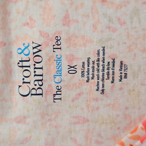 CROFT AND BARROW WOMENS PLUS SIZE SHORT SLEEVE PINK & WHITE PULLOVER TOP SIZE 0X - Picture 11 of 12